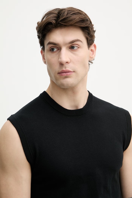 United Colors of Benetton pánska bavlnená vesta čierna 1098U401R