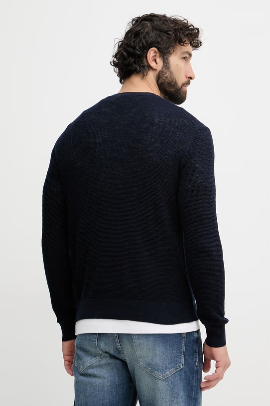 Oblečenie United Colors of Benetton sveter pánsky s prímesou ľanu 1DC3U10BK tmavomodrá