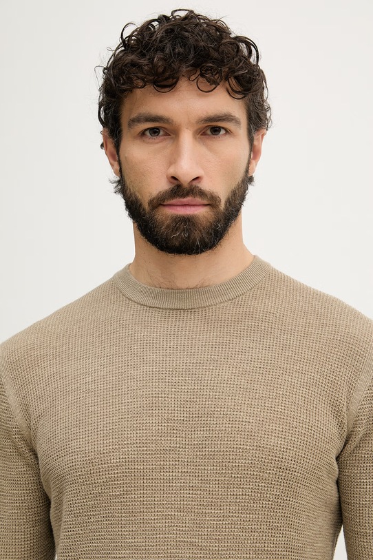 United Colors of Benetton maglione da uomo con misto lino verde 1DC3U10BK