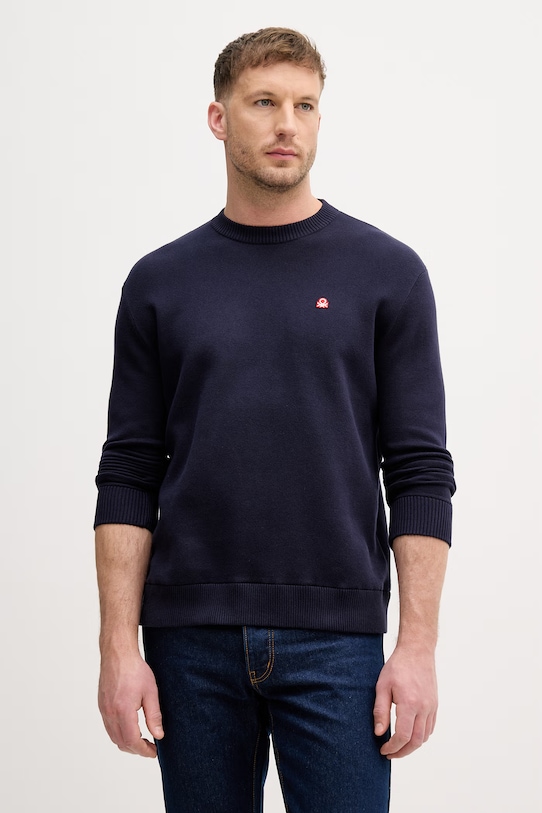 United Colors of Benetton sweter męski bawełniany granatowy 1UAEU10B6