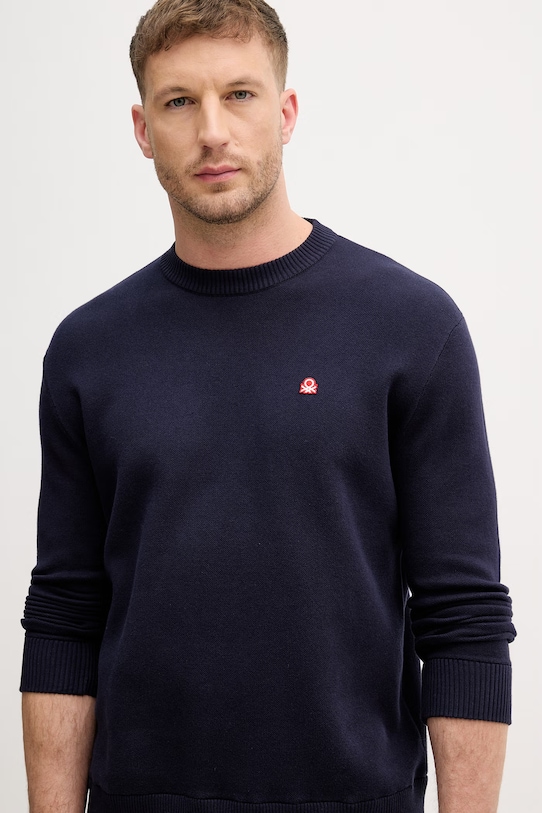 United Colors of Benetton sweter męski bawełniany granatowy 1UAEU10B6