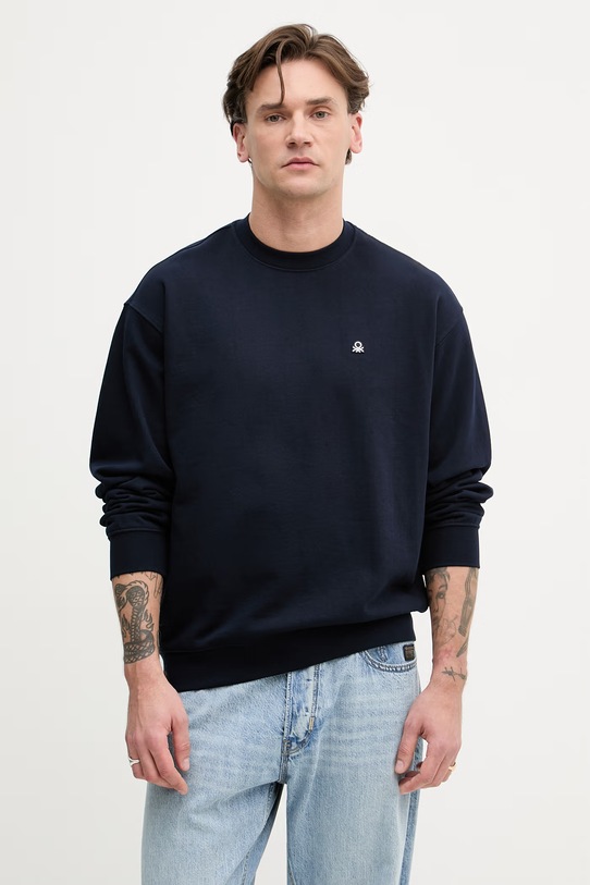 United Colors of Benetton dukserica za muškarce od pamuka mornarsko plava 342ZU1093.