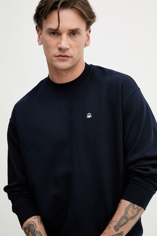 United Colors of Benetton dukserica za muškarce od pamuka mornarsko plava 342ZU1093.