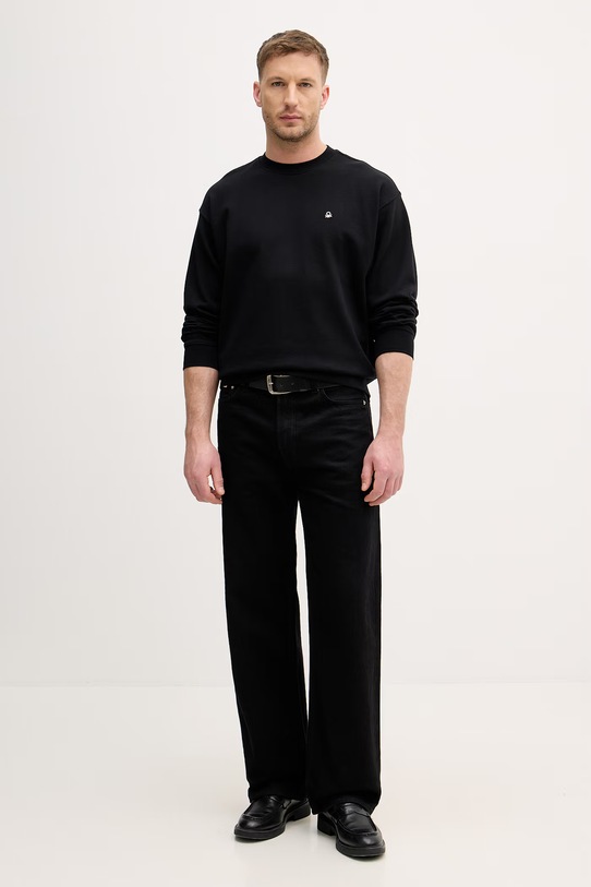 United Colors of Benetton dukserica za muškarce od pamuka 342ZU1093. crna SS26