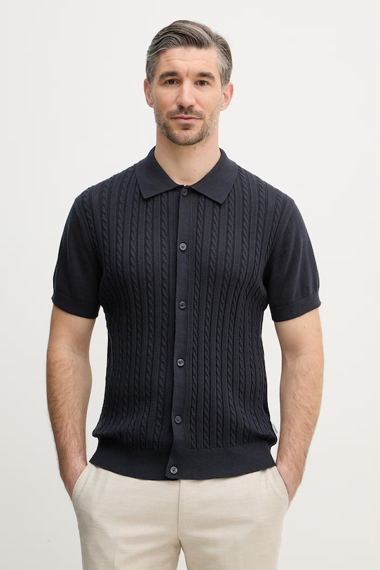 Lindbergh cardigan din bumbac uni bleumarin 30.804114