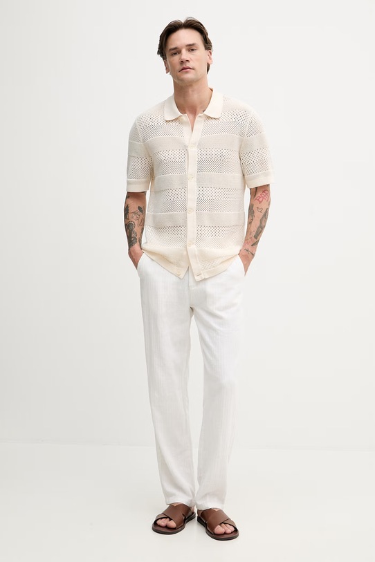 Lindbergh kardigan męski bawełniany 30.805027 beżowy SS26