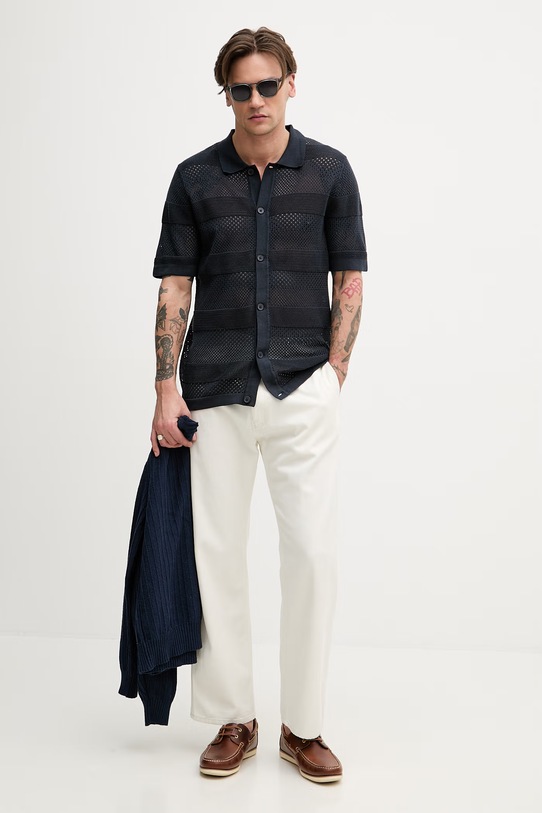 Lindbergh kardigan męski bawełniany 30.805027 granatowy SS26