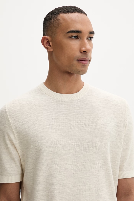 Marc O'Polo T-shirt męski z lnem beżowy 5000012734