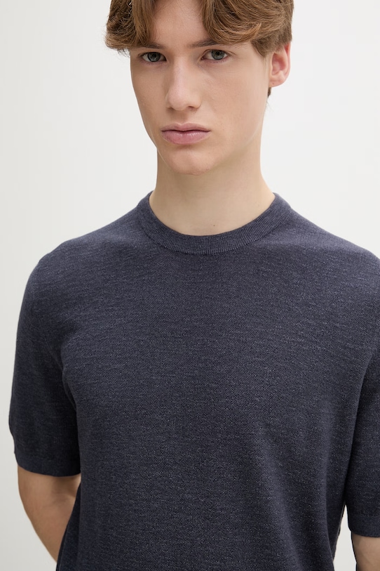 Marc O'Polo póló férfi lenvászonnal sötétkék 5000012734