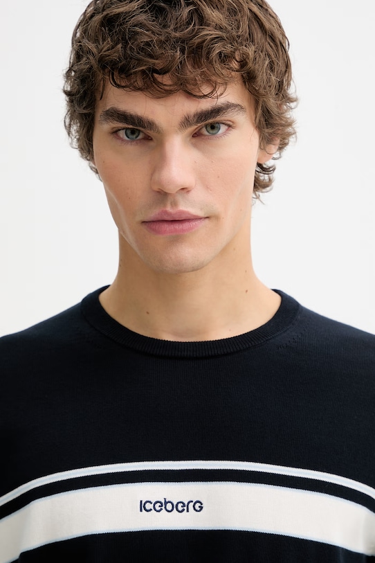 Iceberg sweter bawełniany granatowy A003.9505.