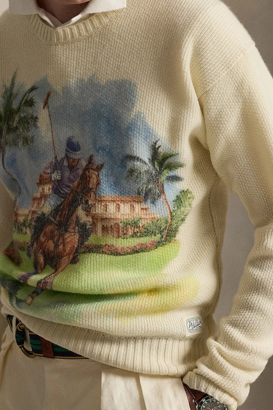 Polo Ralph Lauren Πουλόβερ ανδρικό κασμίρι μπεζ 710B24337