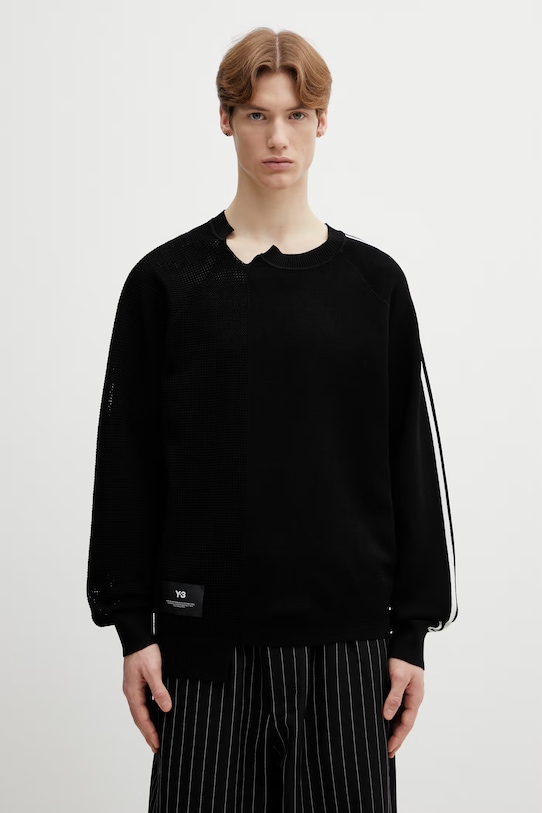 Y-3 sweter KNIT SWEATER gładkie czarny KR2395