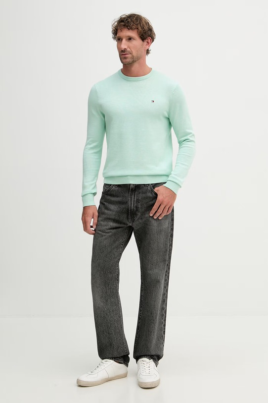 Tommy Hilfiger sweter męski bawełniany MW0MW39999. zielony SS26