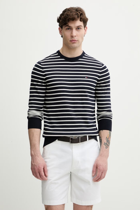 Tommy Hilfiger pulover bărbătesc din bumbac bleumarin MW0MW39999.