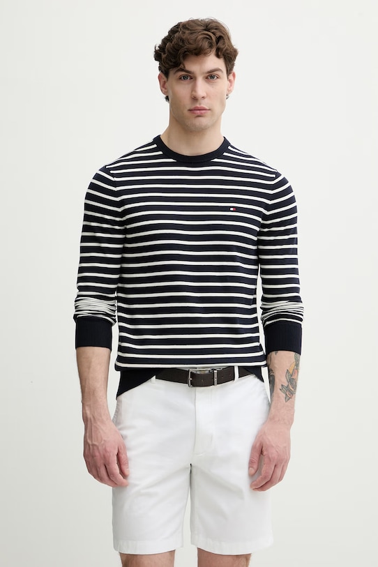 Tommy Hilfiger pulover bărbătesc din bumbac bleumarin MW0MW39999.