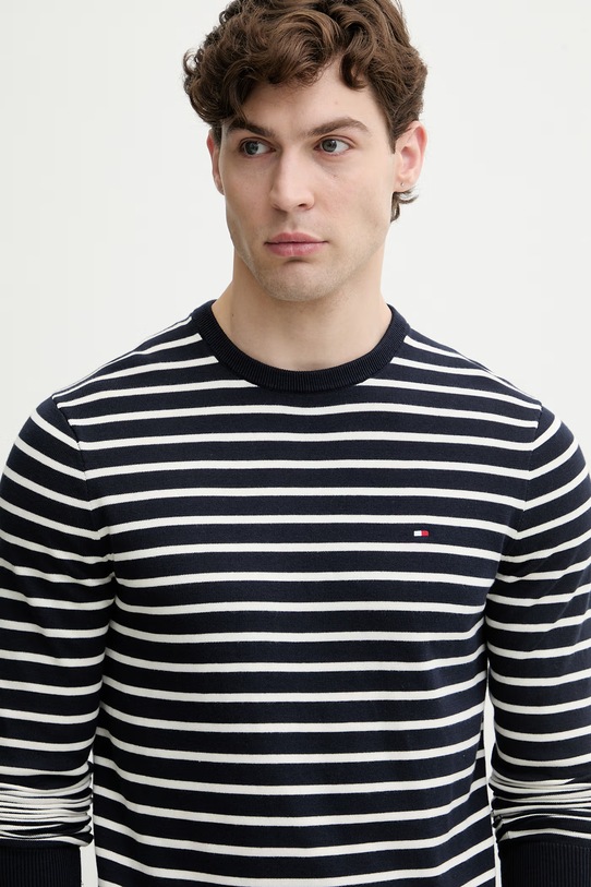 Tommy Hilfiger pulover bărbătesc din bumbac bleumarin MW0MW39999.