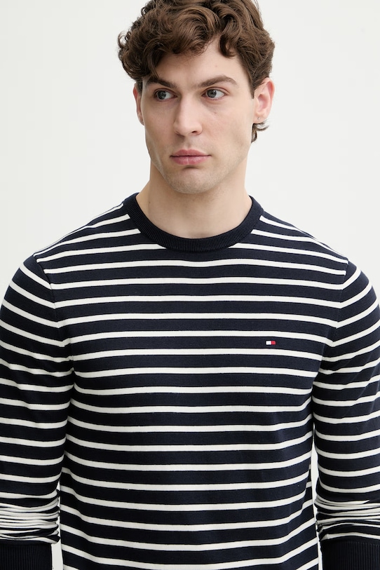 Tommy Hilfiger pulover bărbătesc din bumbac bleumarin MW0MW39999.