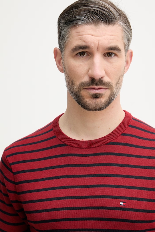 Tommy Hilfiger sweter męski bawełniany bordowy MW0MW39999.