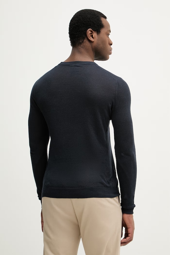 Odzież Aeronautica Militare sweter lniany MA1623UL00935 granatowy