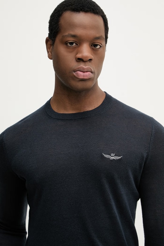Aeronautica Militare sweter lniany granatowy MA1623UL00935
