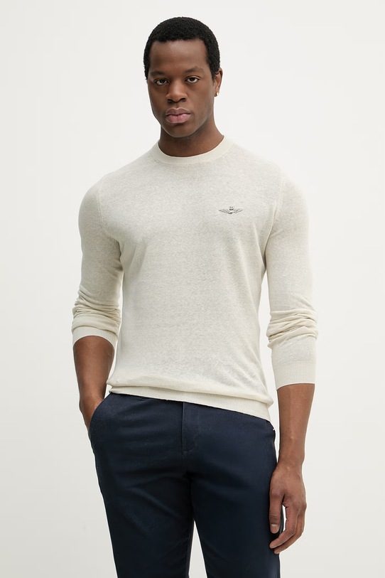 Aeronautica Militare sweter lniany pozostałe beżowy MA1623UL00935