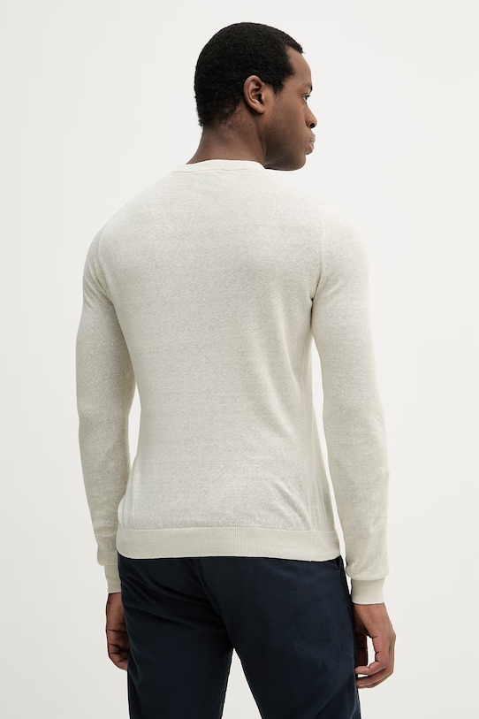 Odzież Aeronautica Militare sweter lniany MA1623UL00935 beżowy