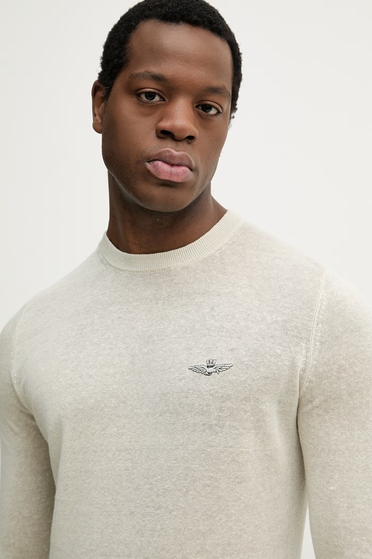 Aeronautica Militare sweter lniany beżowy MA1623UL00935