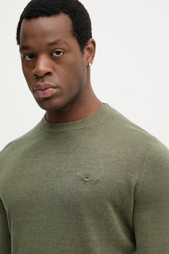 Aeronautica Militare sweter lniany zielony MA1623UL00935