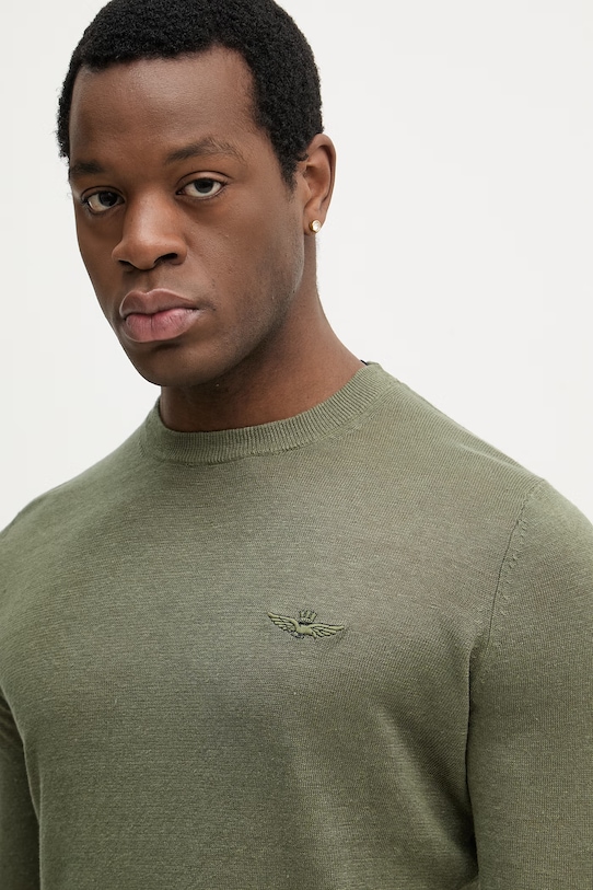 Aeronautica Militare sweter lniany zielony MA1623UL00935