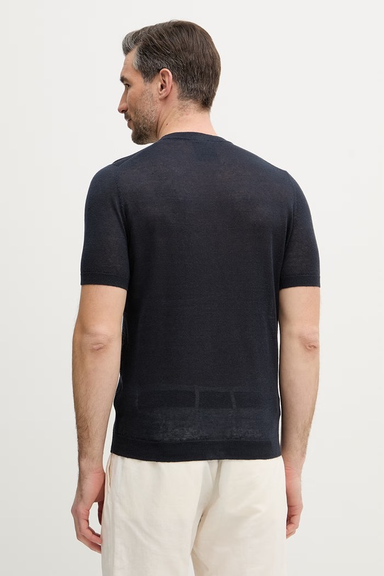 Odzież Aeronautica Militare t-shirt lniany MA1624UL00935 granatowy