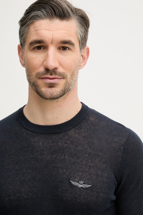 Aeronautica Militare t-shirt lniany granatowy MA1624UL00935