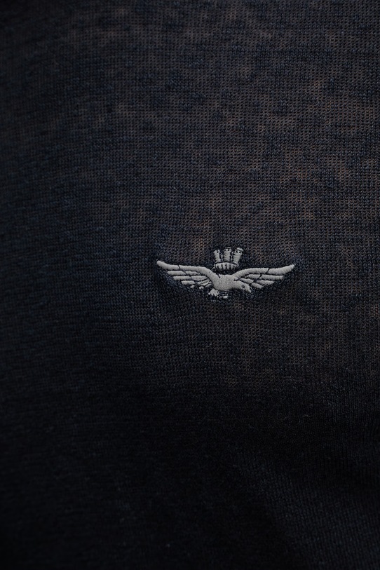 Aeronautica Militare t-shirt lniany MA1624UL00935 granatowy