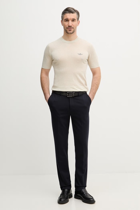 Aeronautica Militare t-shirt lniany MA1624UL00935 beżowy SS26