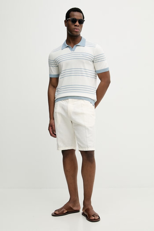 Bombažen polo BOSS BOSS X ASTON MARTIN 50560497 modra SS26