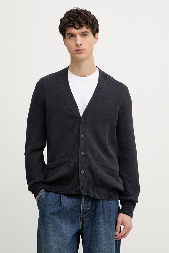 BOSS kardigan męski z bawełną BOSS X DAVID BECKHAM granatowy 50563597