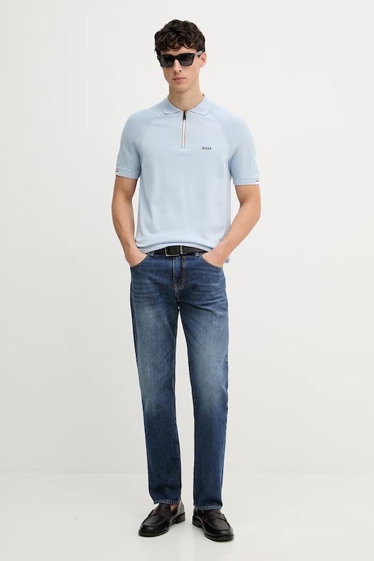 BOSS Green pulover moški 50558354 modra SS26