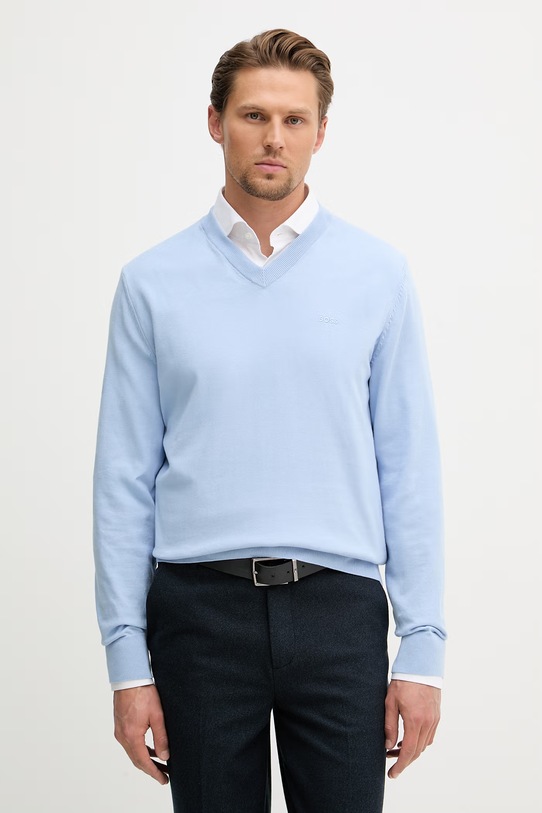 BOSS sweter damski bawełniany niebieski 50556524