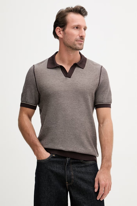 BOSS светр чоловічий з бавовною Narciso коричневий 50560483