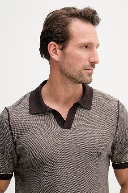 BOSS светр чоловічий з бавовною Narciso коричневий 50560483