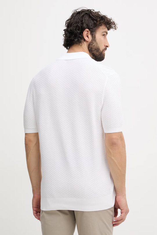 Дрехи BOSS тениска с яка мъжка от памук Natalo 50561613 бял
