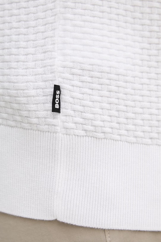 BOSS тениска с яка мъжка от памук Natalo 50561613 бял