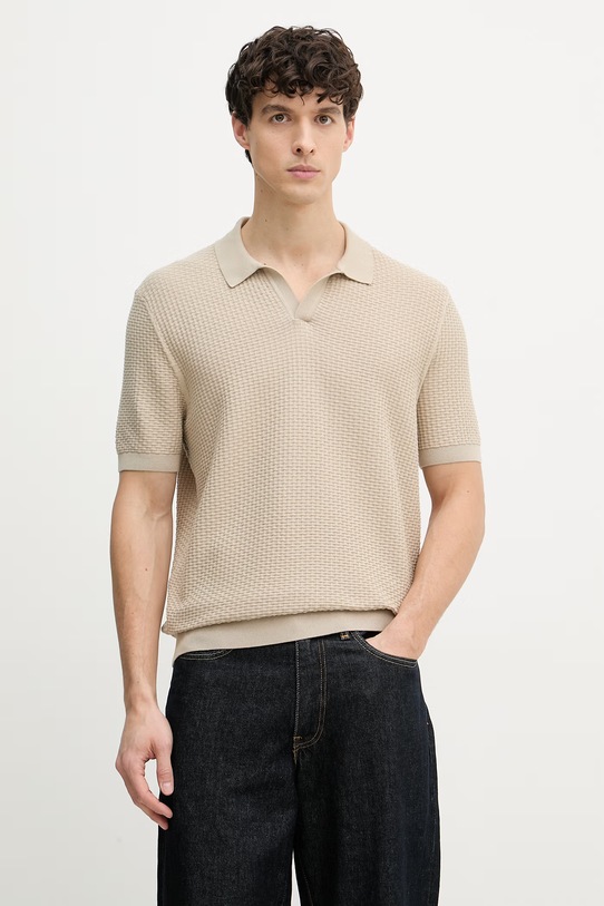 BOSS polo pánské bavlněné Natalo béžová 50561613