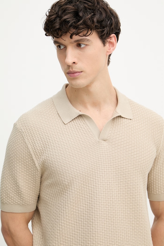 BOSS polo pánské bavlněné Natalo béžová 50561613