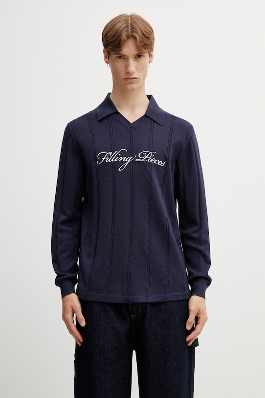 Filling Pieces Football Jersey sweter męski z wiskozą granatowy 412674500148.150
