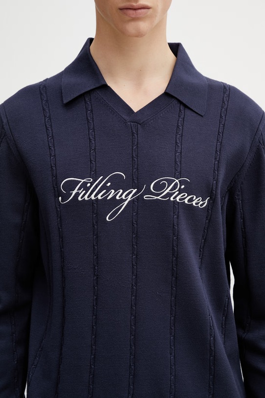 Filling Pieces Football Jersey sweter męski z wiskozą granatowy 412674500148.150