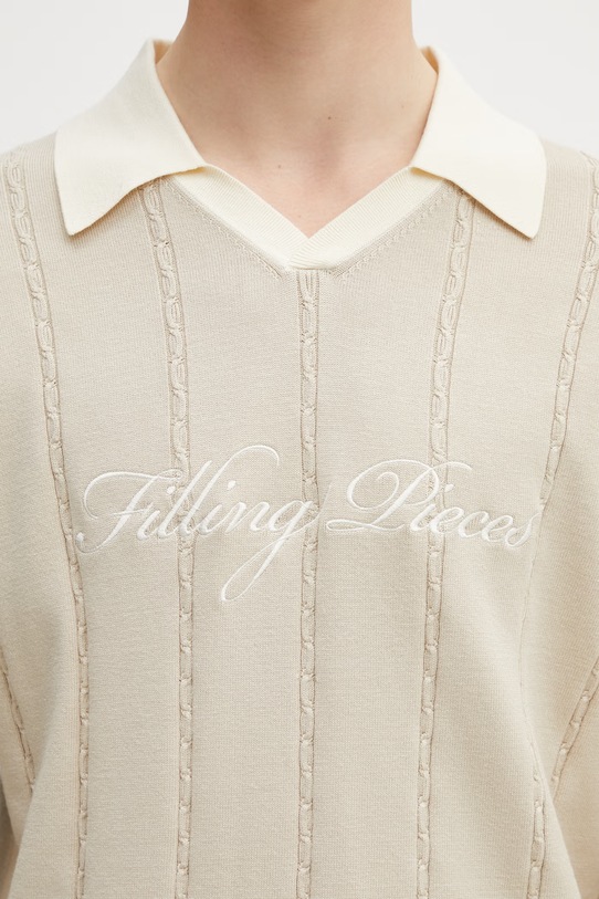 Filling Pieces Football Jersey sweter z wiskozą męski beżowy 412674500148.292