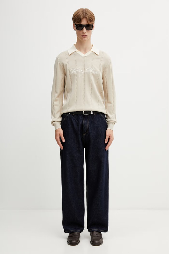 Filling Pieces Football Jersey sweter z wiskozą męski 412674500148.292 beżowy