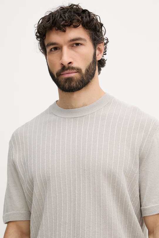 BOSS Orange muška majica s lanom siva 50558718