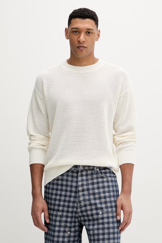 Hugo Blue sweter bawełniany Sanjou bawełna beżowy 50557338