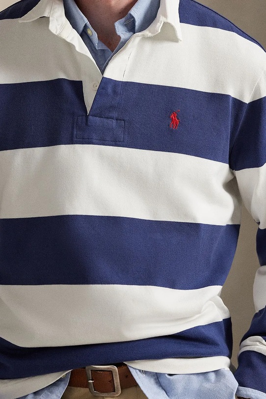 Polo Ralph Lauren bluza bawełniana HEAVY RUGBY JERSEY-KNT-PULLOVER niebieski 710A13051001